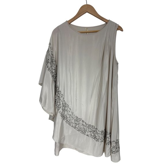 Size Medium NEW$188.00 FREE PEOPLE CHAMPAGNE 1-SHOULDER BRIGHTEN YOUR DAY DRESS - Picture 3 of 7